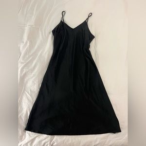 A New Day Black Silky Slip Midi Dress Size M